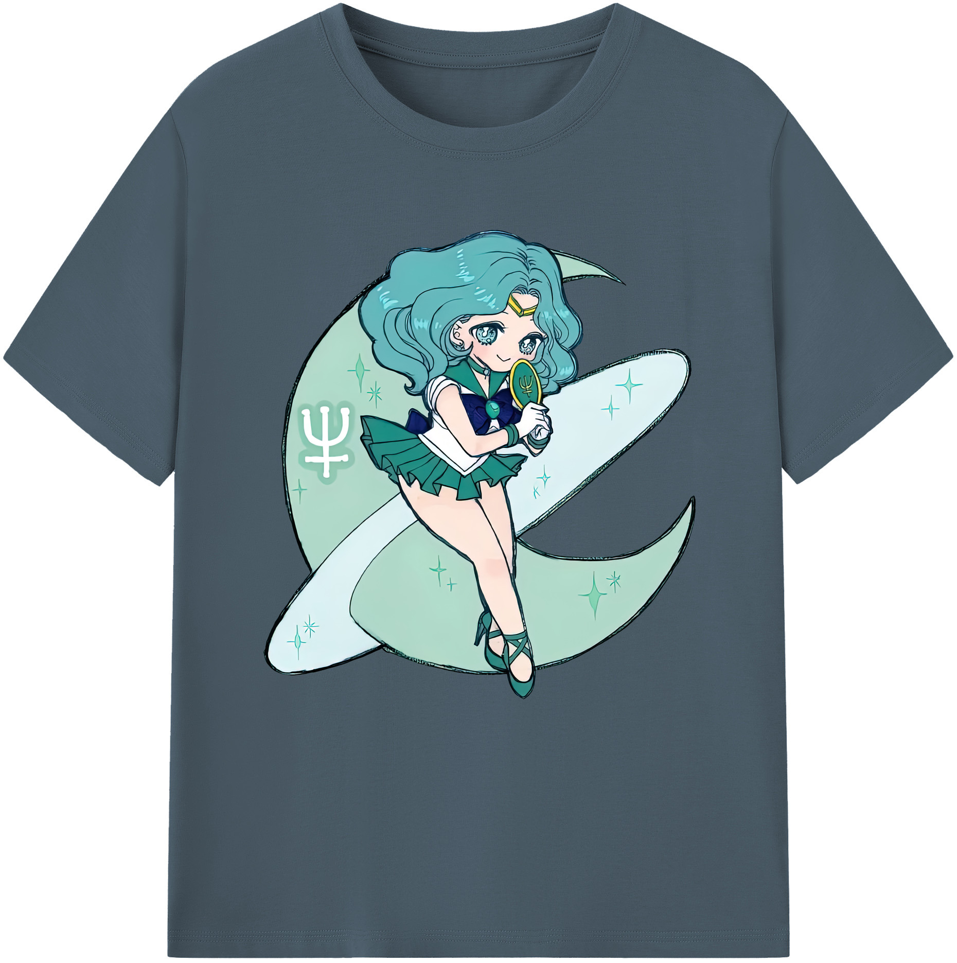（画像用） 美少女戦士セーラームーン 海王 みちる（かいおう みちる） Sailor Moon Kaiou Michiru 綿100％半袖Tシャツ（フロントプリント）